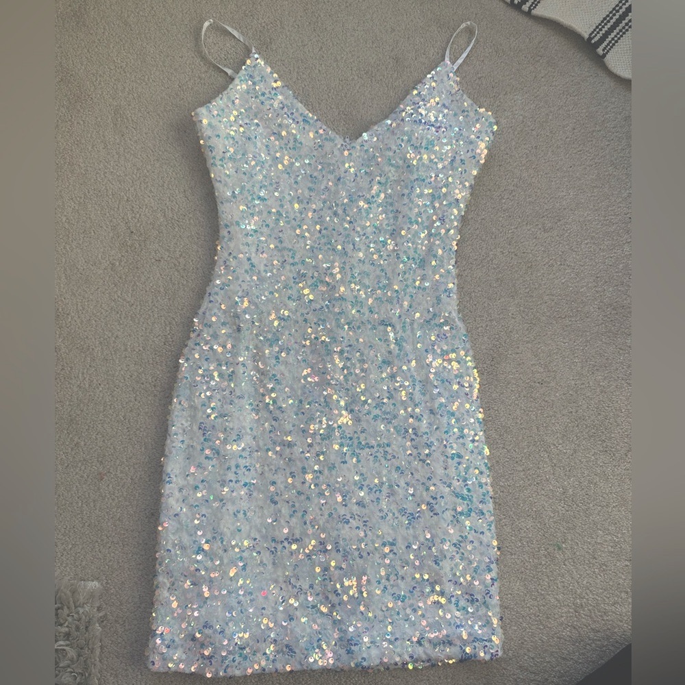 White sparkly sequin dress